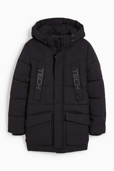 Kinder - Steppjacke mit Kapuze - schwarz