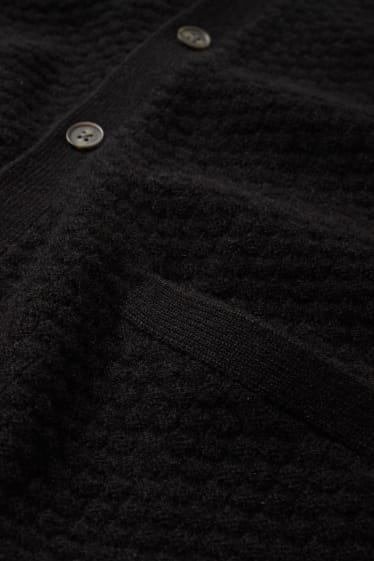 Men - Cardigan with cashmere - wool blend - black