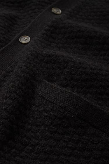 Uomo - Cardigan con componente di cashmere - misto lana - nero