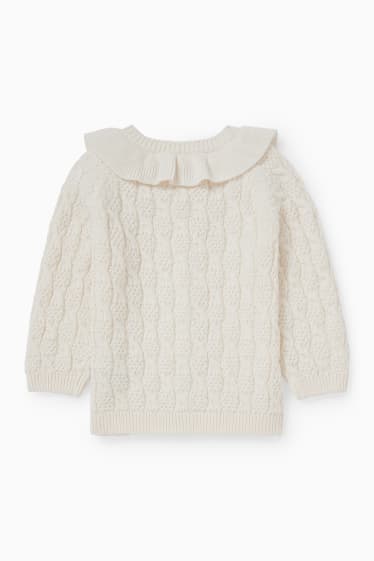 Baby Mädchen - Baby-Strickjacke - Zopfmuster - cremeweiß