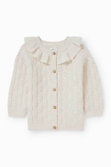 Baby Mädchen - Baby-Strickjacke - Zopfmuster - cremeweiß