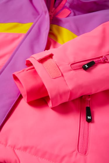 Enfants filles - Veste de ski à capuche - rose fluo