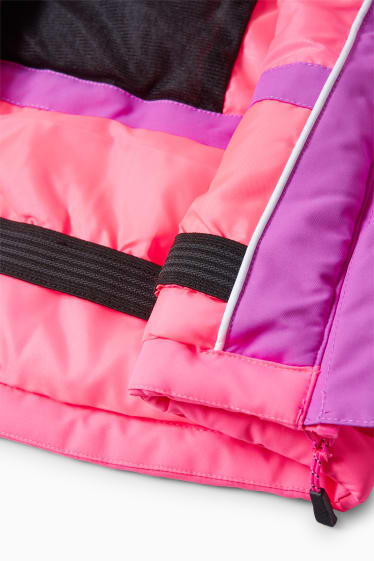 Enfants filles - Veste de ski à capuche - rose fluo