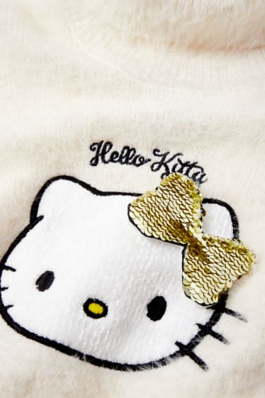 Copii - Hello Kitty - pulover cu guler rulat - alb-crem