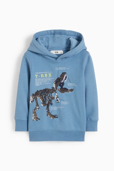 Dětské - Motiv dinosaura - mikina s kapucí - modrá