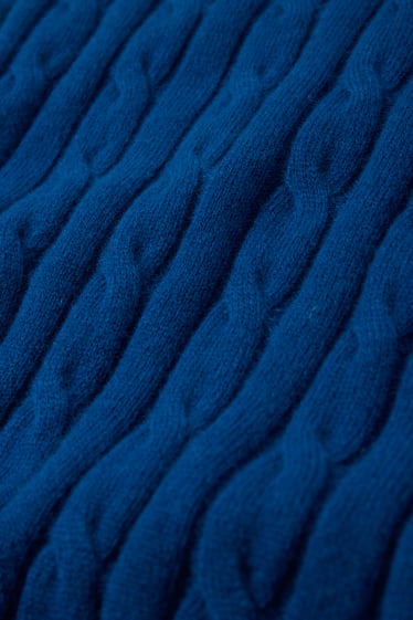 Uomo - Maglione con componente di cashmere - misto lana - motivo a treccia - blu