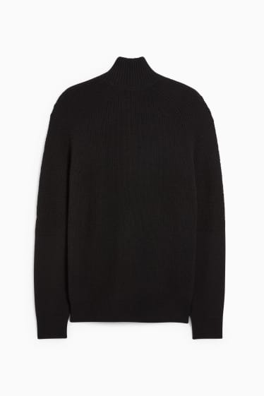 Herren - Pullover mit Kaschmir-Anteil - Woll-Mix - schwarz