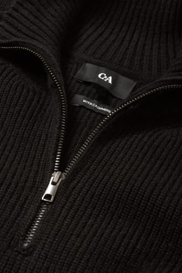 Herren - Pullover mit Kaschmir-Anteil - Woll-Mix - schwarz