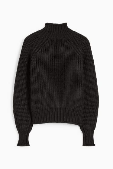 Adolescenți și tineri - CLOCKHOUSE - pulover cu guler drept - negru