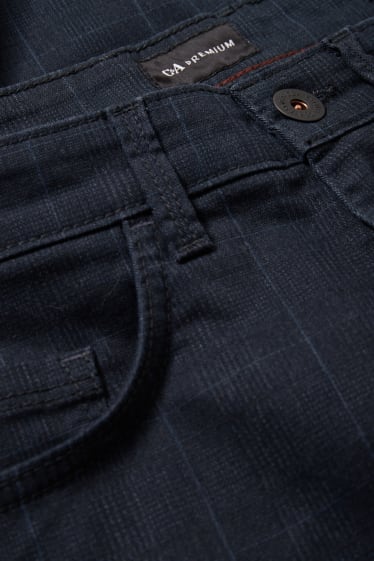 Mężczyźni - Spodnie - regular fit - w kratę - ciemnoniebieski