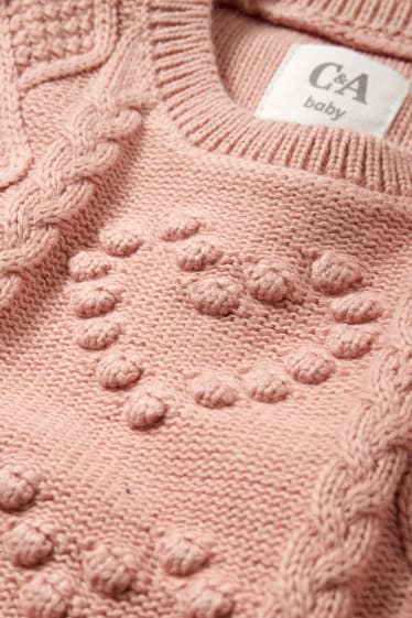 Bébés - Pullover bébé - motif tressé - rose