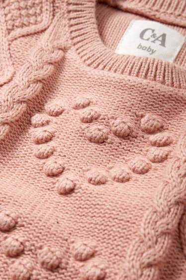 Baby Mädchen - Baby-Pullover - Zopfmuster - rosa