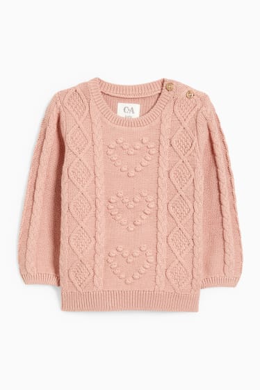 Baby Mädchen - Baby-Pullover - Zopfmuster - rosa