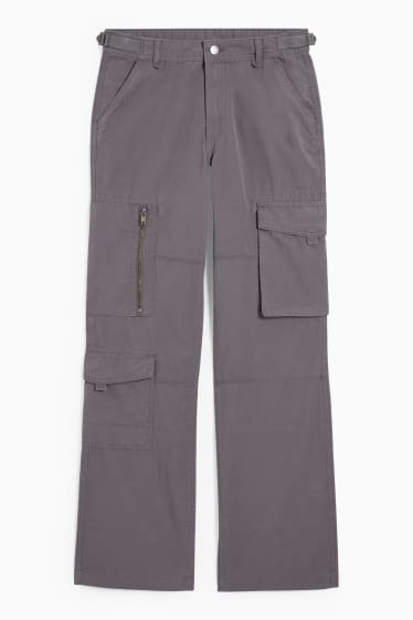 Dospívající a mladí - CLOCKHOUSE - plátěné kalhoty - mid waist - straight fit - šedá