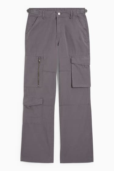 Damen - Stoffhose - Mid Waist - Straight Fit - grau