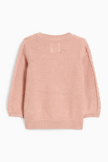 Bébés - Pullover bébé - motif tressé - rose