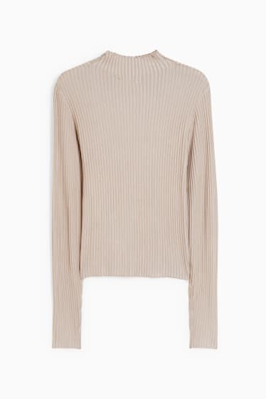 Dames - Trui met opstaande kraag - beige