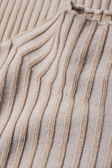 Dames - Trui met opstaande kraag - beige