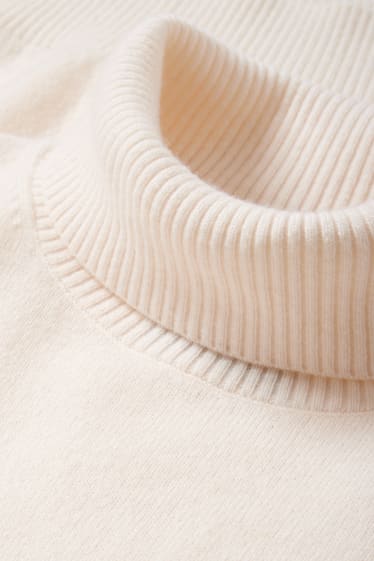 Herren - Rollkragenpullover mit Kaschmir-Anteil - Woll-Mix - cremeweiß