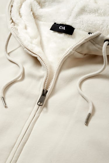 Pánské - Tepláková bunda s kapucí - krémové barvy