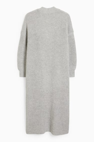 Dames - CLOCKHOUSE - lang gebreid vest - licht grijs-mix