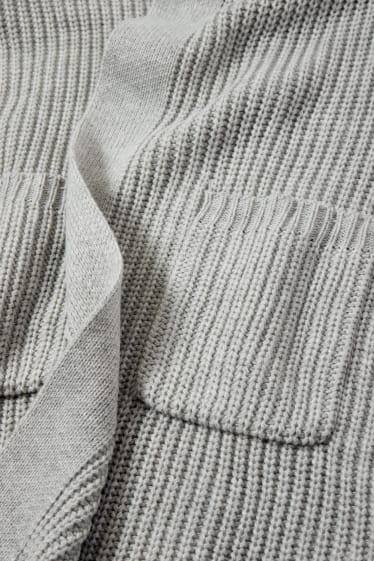 Dames - CLOCKHOUSE - lang gebreid vest - licht grijs-mix