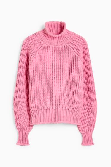 Adolescenți și tineri - CLOCKHOUSE - pulover cu guler drept - roz