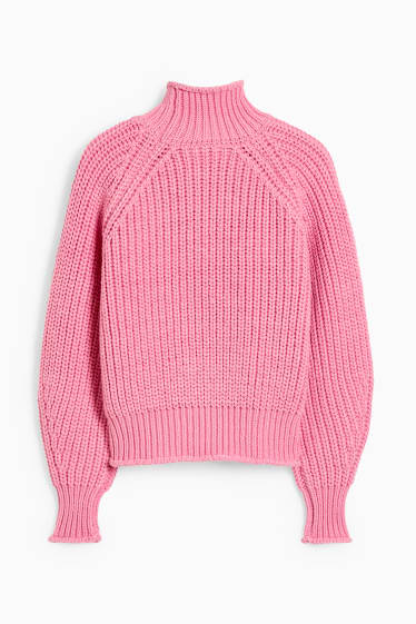 Ados & jeunes adultes - CLOCKHOUSE - pullover avec encolure montante - rose