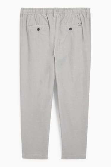 Pánské - Manšestrové kalhoty chino - tapered fit - světle šedá