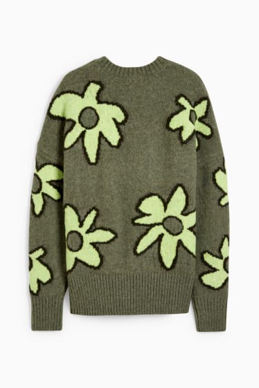 Women - Jumper - floral - green