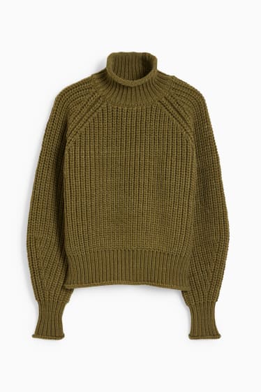 Ados & jeunes adultes - CLOCKHOUSE - pullover avec encolure montante - vert