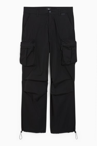 Hommes - Pantalon cargo - coupe relax - noir