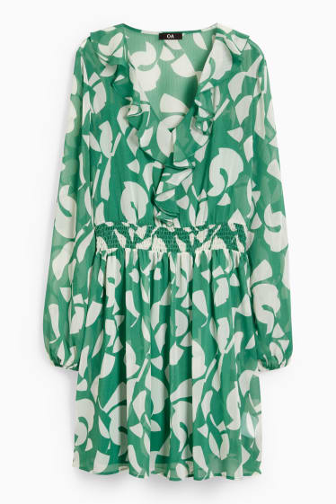 Dames - Jurk van chiffon - met patroon - groen