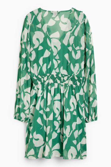 Dames - Jurk van chiffon - met patroon - groen