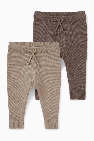 Bébés garçons - Lot de 2 - pantalons de jogging en maille pour bébé - marron clair