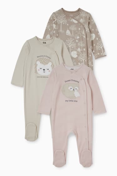 Bébés - Lot de 3 - pyjamas bébé - beige