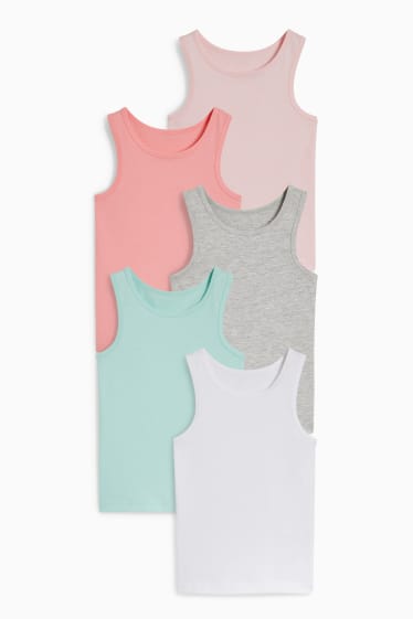 Kinderen: meisjes - Set van 5 - singlet - roze