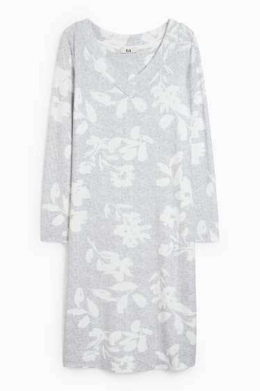 Femmes - Chemise de nuit - à fleurs - gris clair chiné