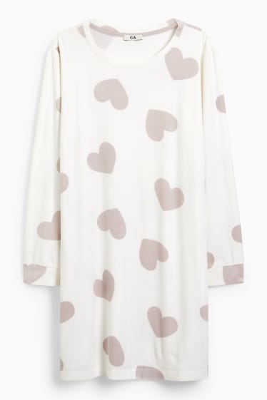 Dona - Camisa de dormir de vellut - estampada - beix clar
