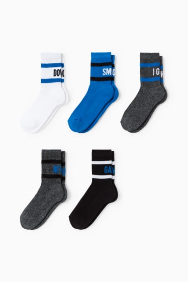 Enfants garçons - Lot de 5 paires - chaussettes de tennis - bleu / noir