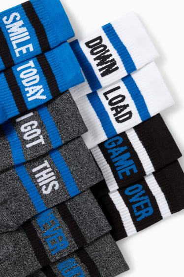 Enfants garçons - Lot de 5 paires - chaussettes de tennis - bleu / noir