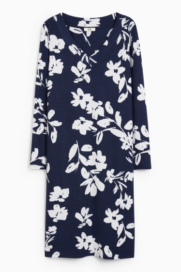 Damen - Nachthemd - geblümt - dunkelblau