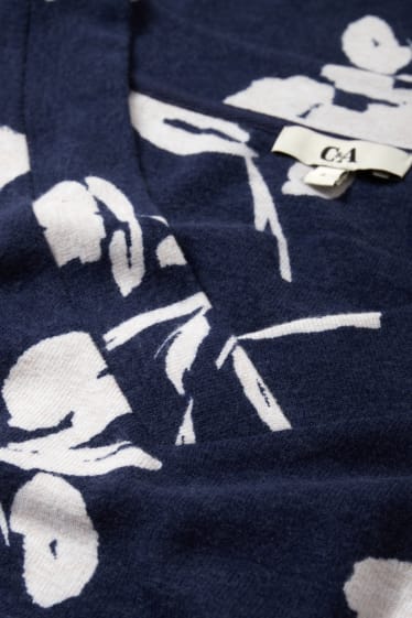 Damen - Nachthemd - geblümt - dunkelblau