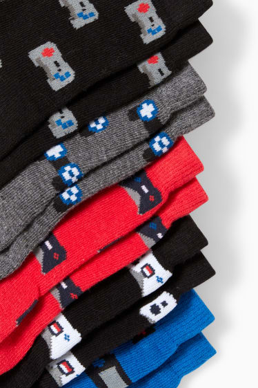 Enfants - Lot de 5 paires - jeux vidéos - chaussettes à motif - noir