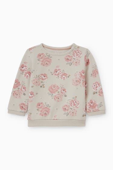 Bébés filles - Sweat-shirt pour bébé - à fleurs - beige clair