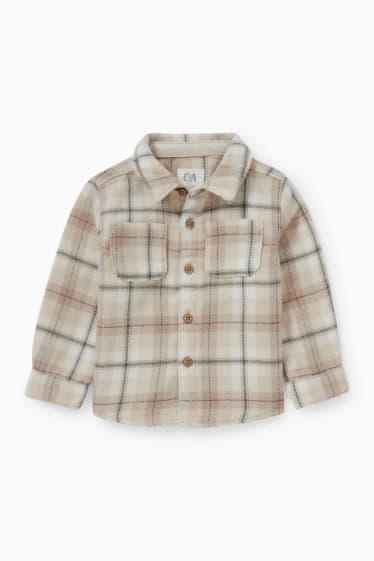 Nadó nen - Camisa de franel·la per a nadó - de quadres - beix clar