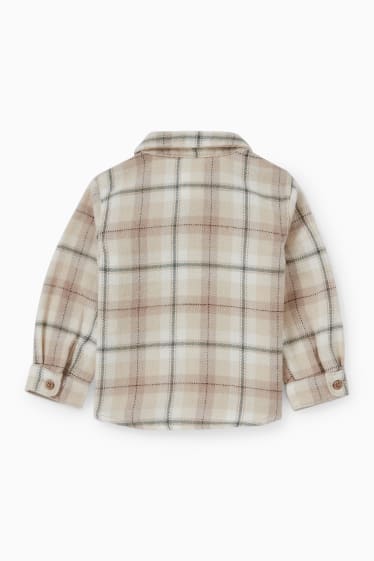 Nadó nen - Camisa de franel·la per a nadó - de quadres - beix clar