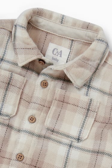 Nadó nen - Camisa de franel·la per a nadó - de quadres - beix clar