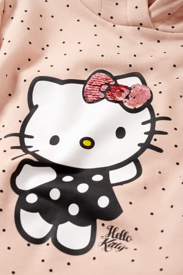 Dzieci dziewczynki - Hello Kitty - sukienka dresowa z kapturem - jasnoróżowy