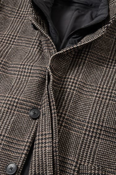 Hommes - Manteau - look 2-en-1 - marron
